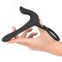 Sort Velvet - 2i1 Partner-Vibrator & Penisring