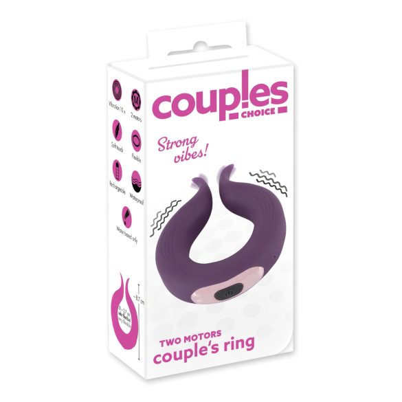 Couples Choice - opladelig, 2-motors penisring (lilla)