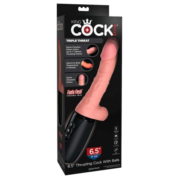 King Cock Plus 6,5 - dildo med kugler og vibrator - natur