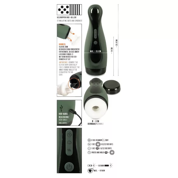 Rebel - masturbator - suge og vibrator funktion - genopladelig