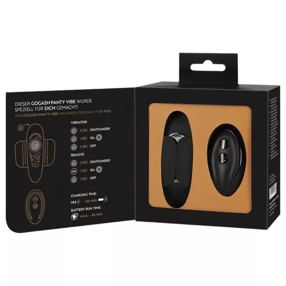 GoGasm Panty - trussevibrator med fjernbetjening - genopladelig - sort