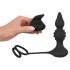 Rebel 2-i-1 – genopladelig, trådløs analvibrator med penisring (sort)