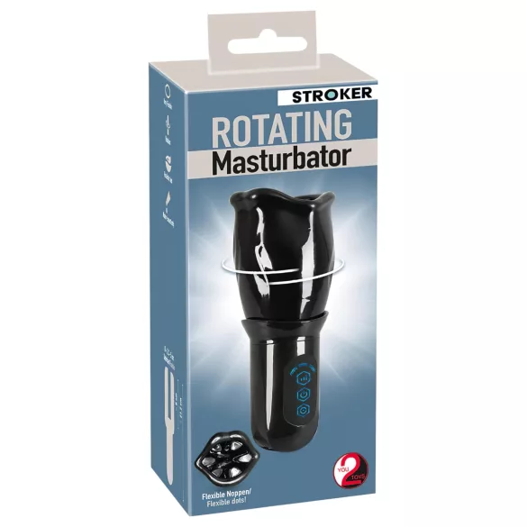 You2Toys - STROKER Rotating - genopladelig, roterende kunstig mund-masturbator (sort)