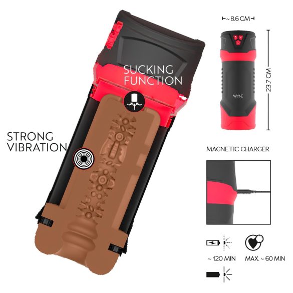 WYNE 04 - genopladelig vibrator og sugemasturbator (brun)