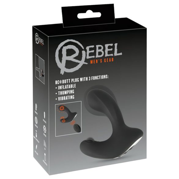 Rebel RC - Genopladelig, trådløs anal vibrator med pumpefunktion (sort)