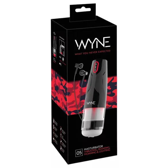 WYNE 05 - masturbator med rotation - genopladelig - sort/hvid