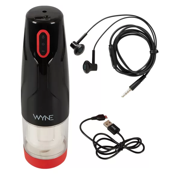 WYNE 05 - masturbator med rotation - genopladelig - sort/hvid