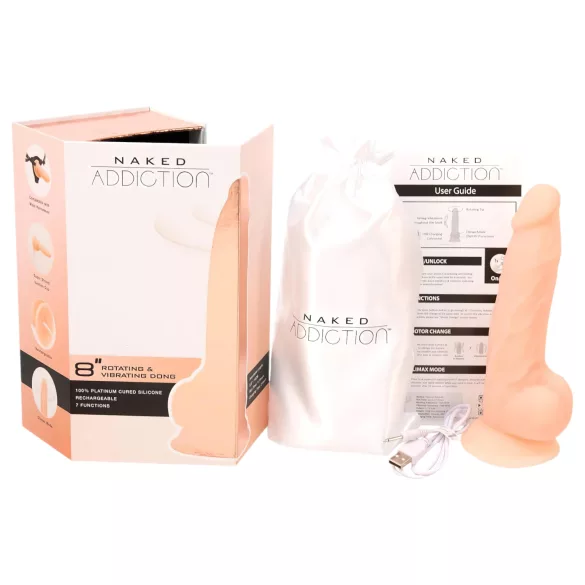 Naked Addiction - roterende vibrator - 20 cm - natur