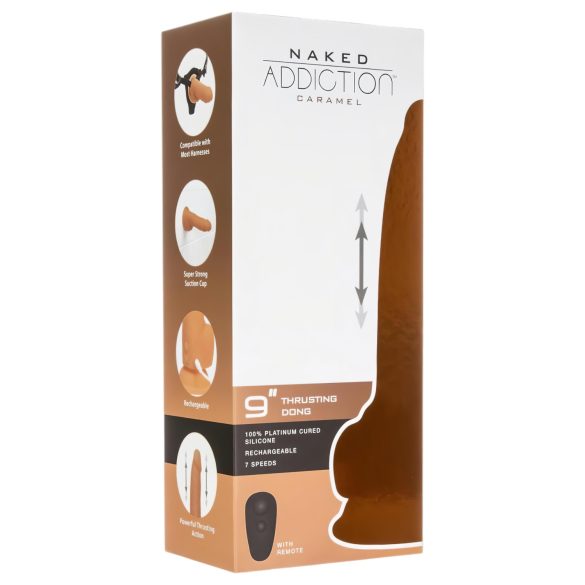 Naked Addiction Thrusting 9 - Kraftfuld vibrator i mørk, 23 cm