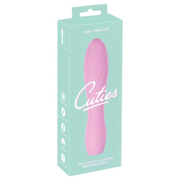 Cuties Mini 3 - genopladelig, vandtæt, rillet vibrator (pink)
