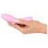 Cuties Mini 3 - genopladelig, vandtæt, rillet vibrator (pink)