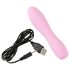 Cuties Mini 3 - genopladelig, vandtæt, rillet vibrator (pink)