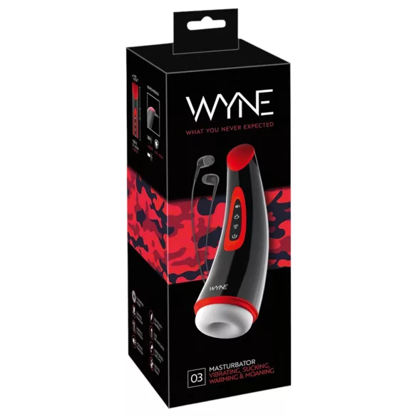 WYNE 03 - batteridrevet, vibrerende og sugende masturbator (sort)