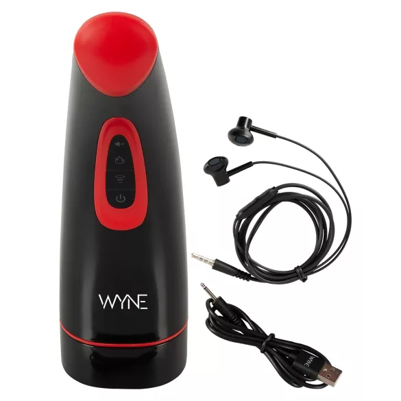 WYNE 03 - batteridrevet, vibrerende og sugende masturbator (sort)