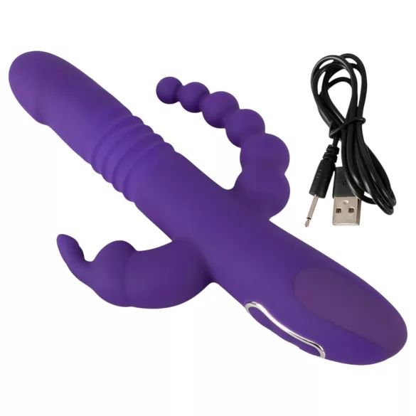 SMILE Triple - vibrator med tre arme og rotation/stød - genopladelig - lilla