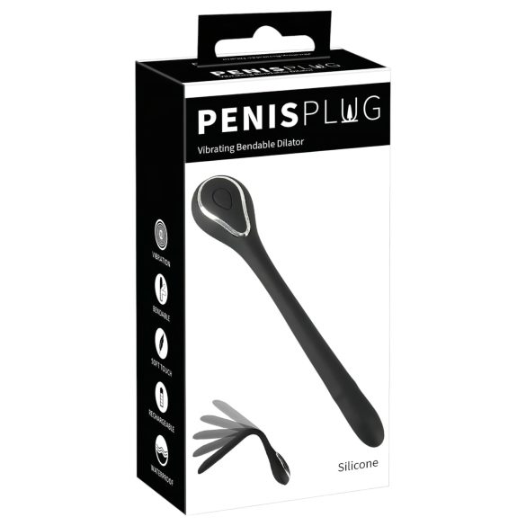Penis Plug Dilator - USB-opladelig urethra vibrator (1,1 cm) - sort