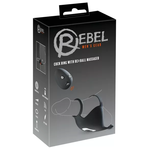 Rebel - penisring med kuglevibrator - genopladelig - sort