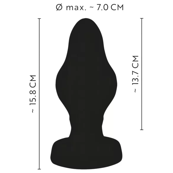 ANOS - rillet blød buttplug - 7 cm (sort)
