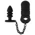 Black Velvet - silikone penisbur med anal plug (sort)
