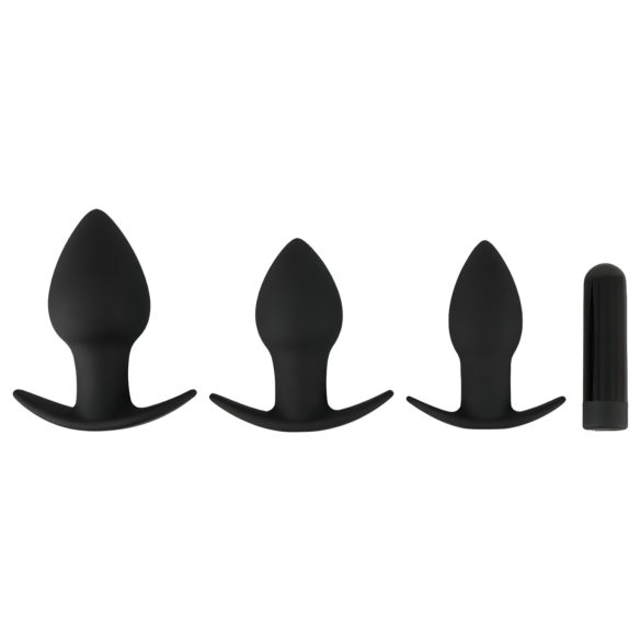 Black Velvet - genopladeligt analvibratorsæt - 3 dele (sort)
