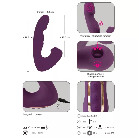 Javida - 4-i-1 klitorisstimulator vibrator (lilla)