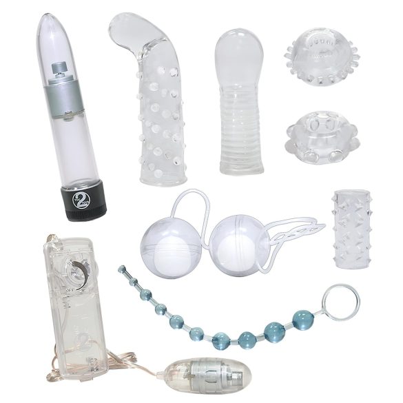 Krystalklar vibrator-sæt, 9 dele