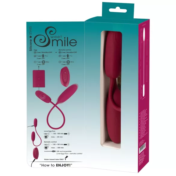 Smile - Love Egg Duo - Vibratoræg til anus og vagina - fjernbetjening