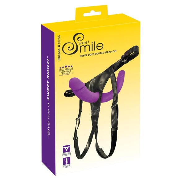 SMILE - Dobbel strap-on sæt i lilla og sort