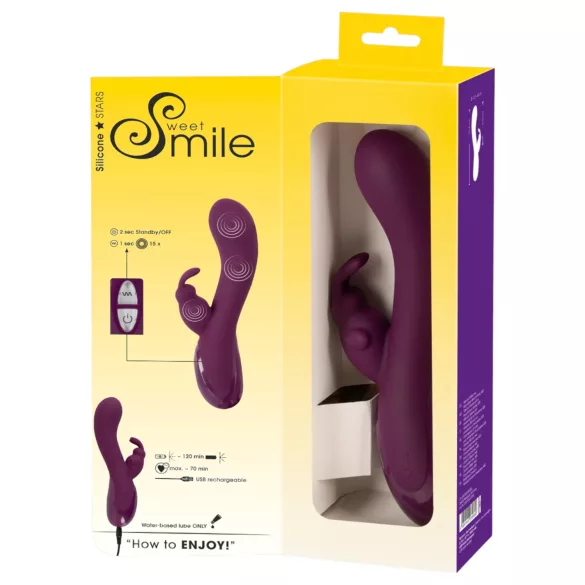 SMILE - vibrator med klitorisarm - 3 motorer - genopladelig - lilla