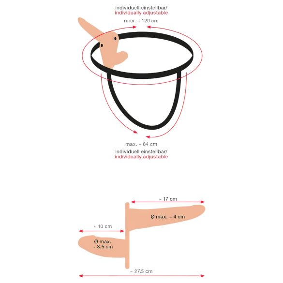 You2Toys - Justerbar duo dildo - natur