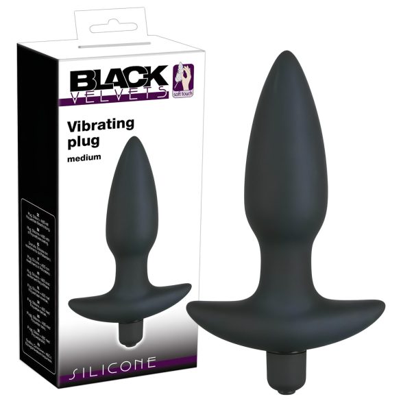 Sort Fløjl Anal Plug Vibrator - Medium