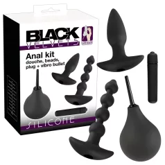 Black Velvets - anal vibrator sæt - 4 dele - sort silicone