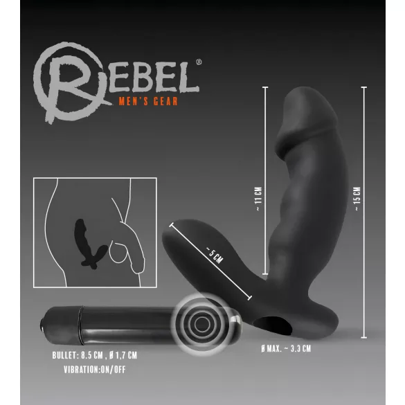 Rebel - prostata vibrator med penis - sort