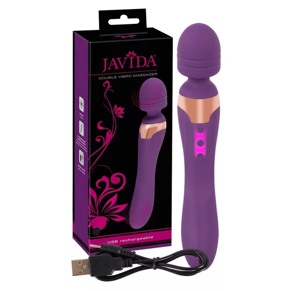 Javida - vibrator med dobbelte ender - massagefunktion - lilla