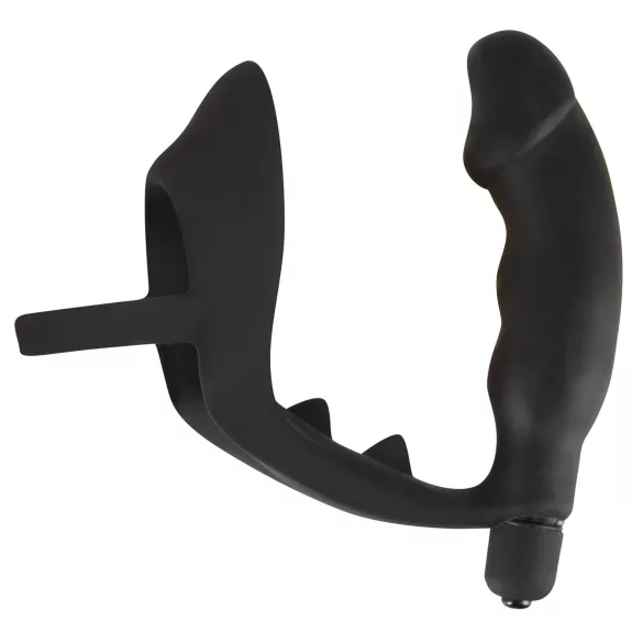 Black Velvets - analvibrator med penis- og kuglering - sort