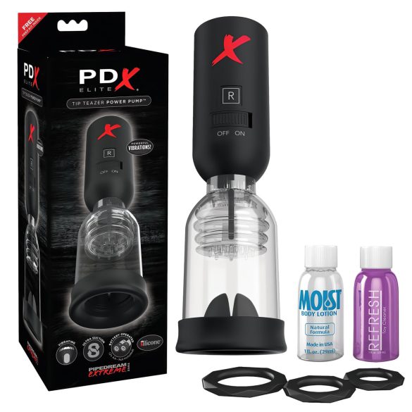 PDX Elite Tip Teazer - automatisk glanssuger vibrator (sort)