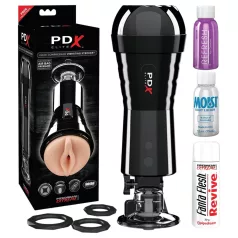   PDX Cock Compressor - masturbator med sug og vibration - sort