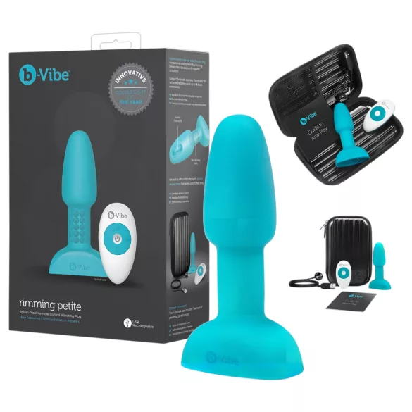 b-Vibe Rimming - anal vibrator med roterende kugler - turkis