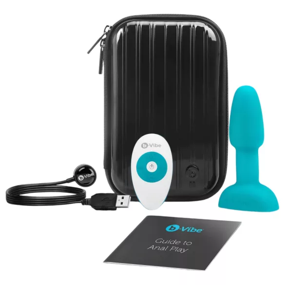 b-Vibe Rimming - anal vibrator med roterende kugler - turkis