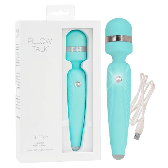 Pillow Talk Cheeky Wand - genopladelig massage vibrator (turkis)