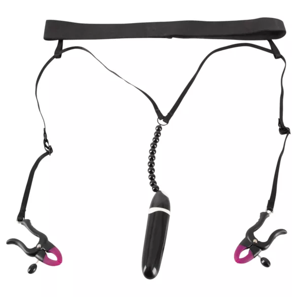 Bad Kitty - Vibratorisk kønslæbeclype og trusse - sort (S-L)