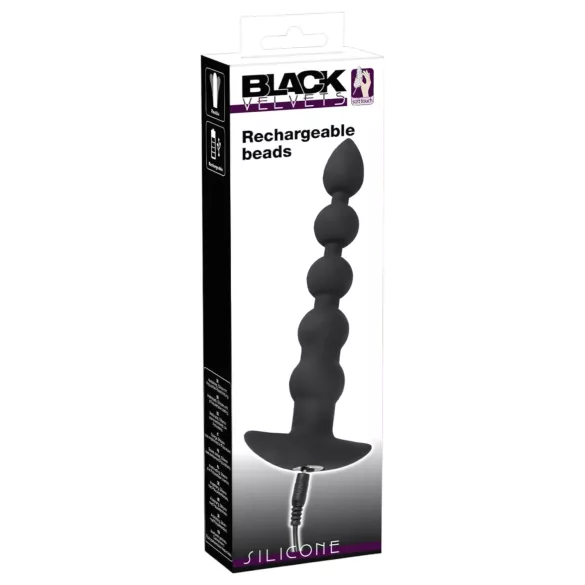 Black Velvets - anal vibrator med 5 kugler - genopladelig - sort