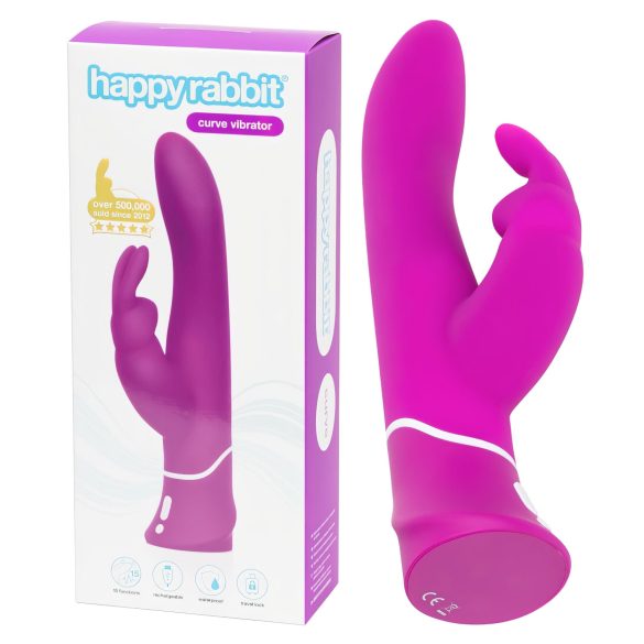 Happyrabbit Curve - vandtæt klitorisvibrator med arm (lilla)