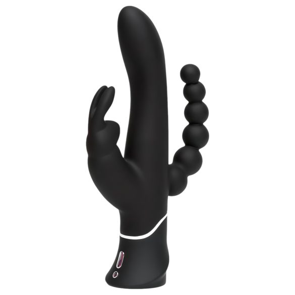 Happyrabbit Triple - opladelig vibrator med klitoris- og analarm (sort)