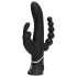 Happyrabbit Triple - opladelig vibrator med klitoris- og analarm (sort)
