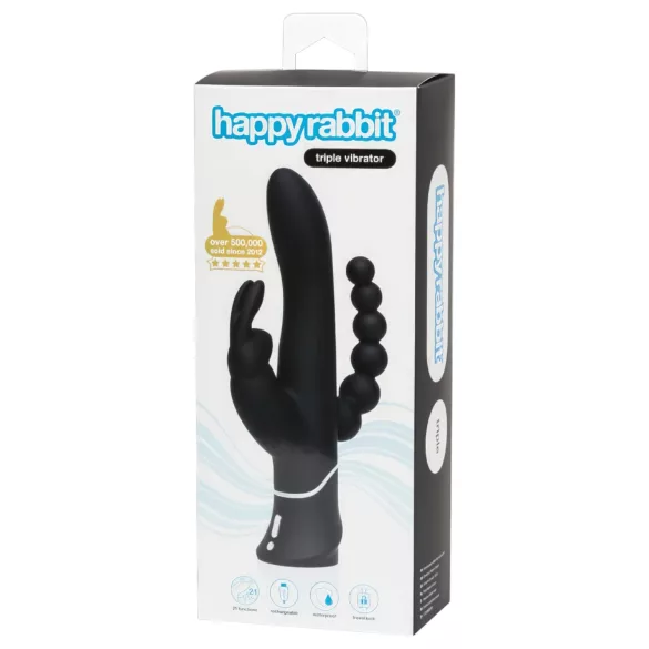 Happyrabbit - vibrator med klitoris- og analkraft - genopladelig - sort