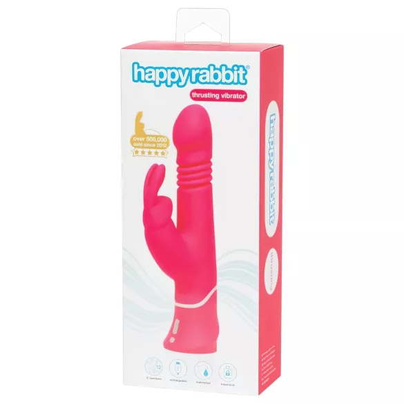 Happyrabbit - rabbitvibrator med stødfunktion og klitorisarm - genopladelig pink