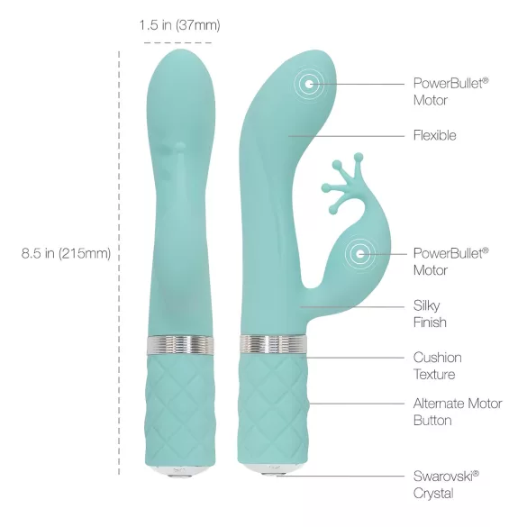 Pillow Talk Kinky - genopladelig G-punktsvibrator med 2 motorer (turkis)