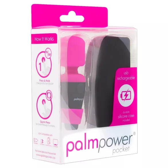 PalmPower - mini wand vibrator - kraftig massage - pink/sort