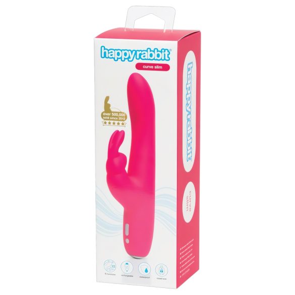 Happyrabbit Curve Slim - vandtæt klitorisvibrator med arm (pink)